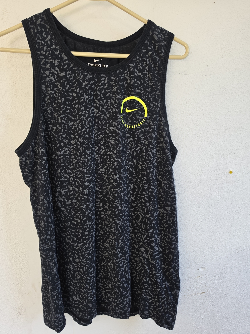 Nike Black Heather Tank Top with Neon Accent